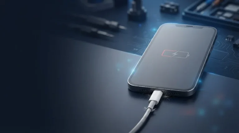 iPhone not charging with charging cable showing a common charging problem