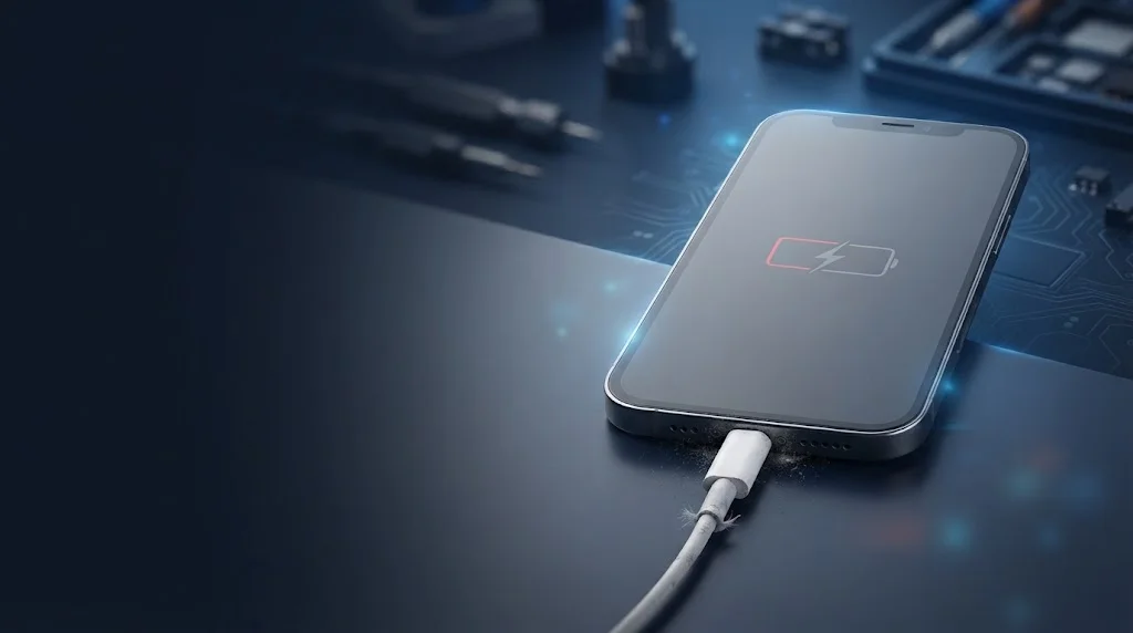 iPhone not charging with charging cable showing a common charging problem
